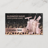 ハウスクモダンリーニングヒョウ&バラ金ゴールドグリッター 名刺 (正面)