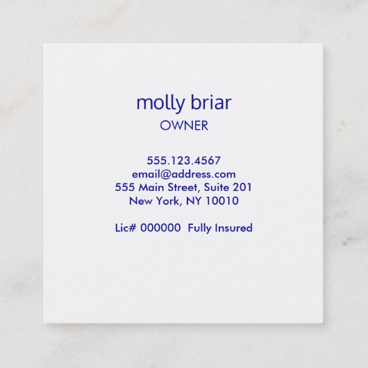 ハウスクリーナスキージ清掃サービス スクエア名刺 (裏面)