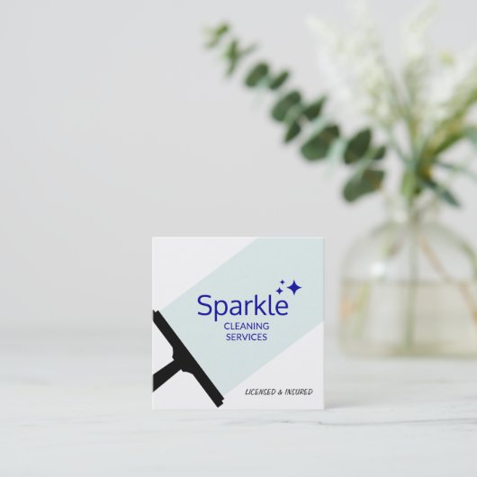 ハウスクリーナスキージ清掃サービス スクエア名刺 (スタンド正面)