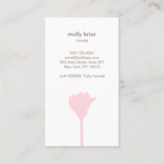 ハウスクリーナピンクフェザーダスター清掃サービス 名刺 (裏面)