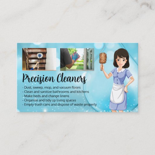 ハウスクリーナーズワーキング家事 | メイドイラストレーション 名刺 (正面)