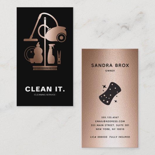 ハウスクリーナーバラ金ゴールド清掃サービス 名刺 (正面/裏面)