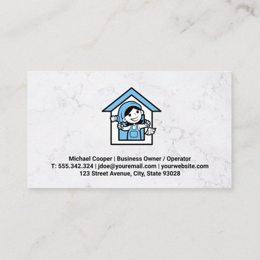 ハウスクリーナーマスコットロゴ | メイドサービス 名刺 (裏面)