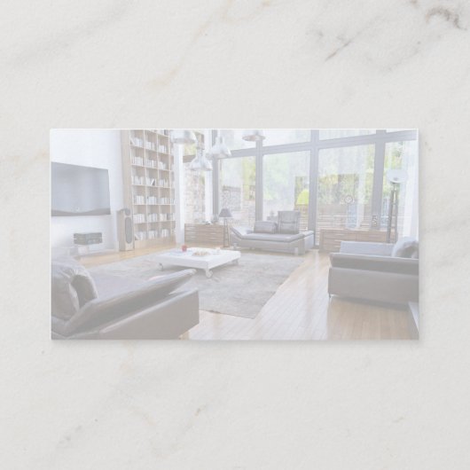 ハウスクリーナーロゴ |整理されたリビングルーム 名刺 (裏面)