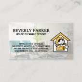 ハウスクリーナーロゴ |整理されたリビングルーム 名刺 (正面)