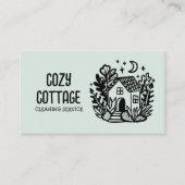 ハウスクリーニングかわいいコテージアートカスタムQRコード 名刺 (正面)
