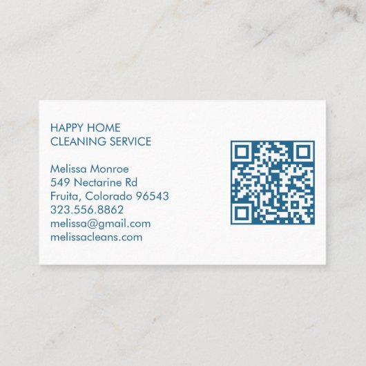 ハウスクリーニングかわいいリビングルームカスタムアートQRコード 名刺 (裏面)