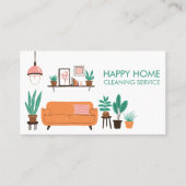 ハウスクリーニングかわいいリビングルームカスタムアートQRコード 名刺 (正面)