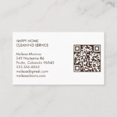 ハウスクリーニングかわいいリビングルームカスタムアートQRコード 名刺 (裏面)