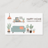 ハウスクリーニングかわいいリビングルームカスタムアートQRコード 名刺 (正面)