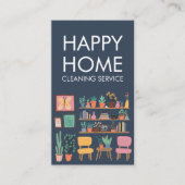 ハウスクリーニングかわいいリビングルームカスタムアートQRコード 名刺 (正面)