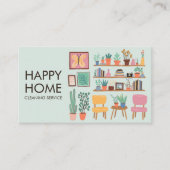 ハウスクリーニングかわいいリビングルームカスタムアートQRコード 名刺 (正面)