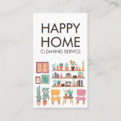 ハウスクリーニングかわいいリビングルームカスタムアートQRコード 名刺 (正面)