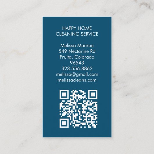 ハウスクリーニングかわいい椅子の植物カスタムQRコード 名刺 (裏面)