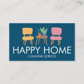 ハウスクリーニングかわいい椅子の植物カスタムQRコード 名刺 (正面)