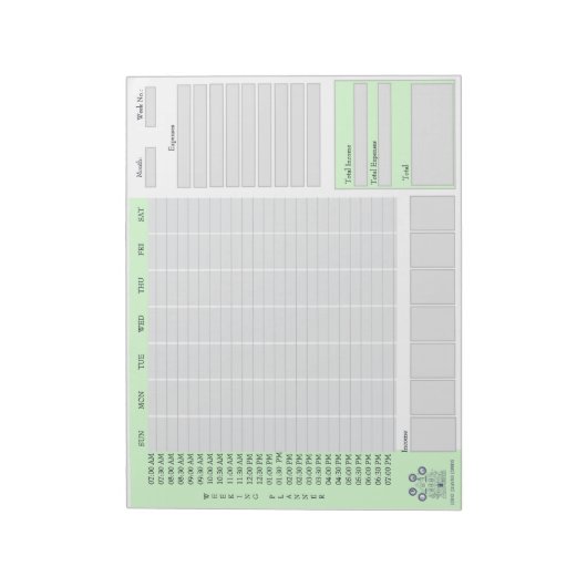 ハウスクリーニングウィークリープランナー | 経費追跡 ノートパッド (回転)