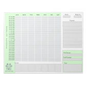 ハウスクリーニングウィークリープランナー | 経費追跡 ノートパッド (正面)