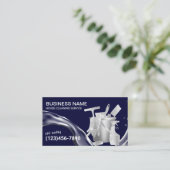 ハウスクリーニングウォーターフローハウスキーピングネイビー 名刺 (スタンド正面)