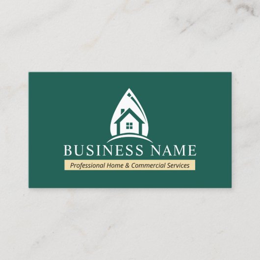 ハウスクリーニングエコグリーンウォータードロップハウスロゴ 名刺 (正面)