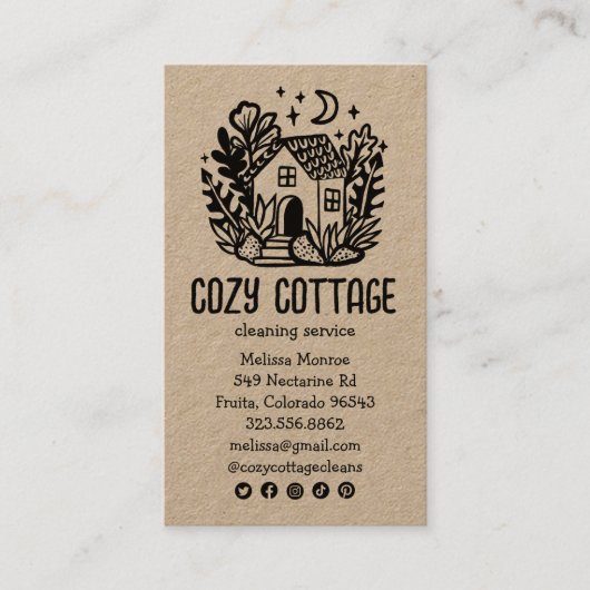 ハウスクリーニングサービスかわいいクラフトSNS 名刺 (正面)