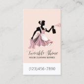 ハウスクリーニングサービスエレガント赤面ピンクメイド 名刺 (正面)