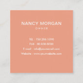 ハウスクリーニングサービスシンプルロゴピーチピンク スクエア名刺 (裏面)