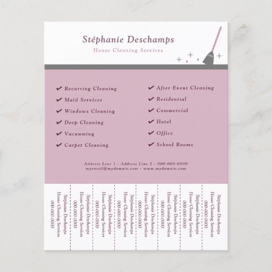 ハウスクリーニングサービスストリップフライヤーのティアオフ チラシ (正面)