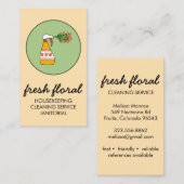 ハウスクリーニングサービススプレーボトルフローラロゴ 名刺 (正面/裏面)