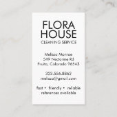 ハウスクリーニングサービススプレーボトルフローラロゴ 名刺 (裏面)