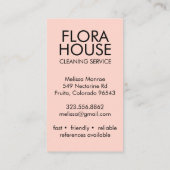 ハウスクリーニングサービススプレーボトルフローラロゴ 名刺 (裏面)