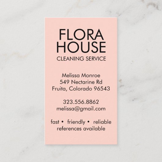 ハウスクリーニングサービススプレーボトルフローラロゴ 名刺 (裏面)