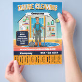 ハウスクリーニングサービステンプレートオレンジ チラシ (手)