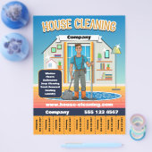 ハウスクリーニングサービステンプレートオレンジ チラシ (シングル)