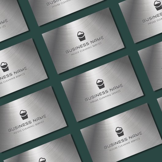 ハウスクリーニングサービスバケットロゴメタル 名刺
