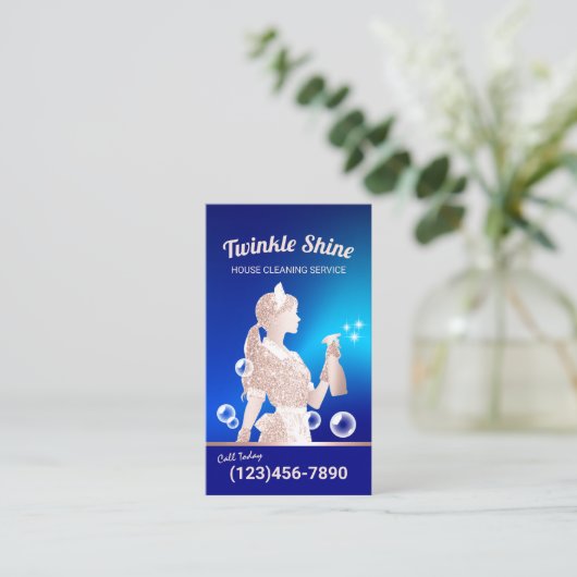 ハウスクリーニングサービスブルーメイドハウスキーピング 名刺 (スタンド正面)