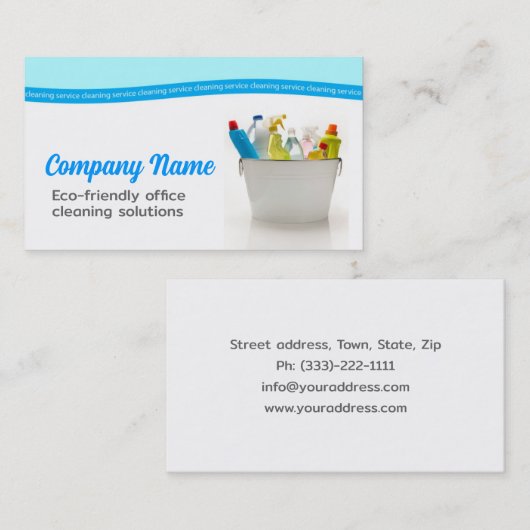 ハウスクリーニングサービスホワイト&ブルーカード 名刺 (正面/裏面)