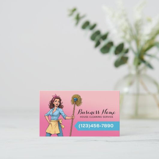 ハウスクリーニングサービスマンガガールハウスキーピング 名刺 (スタンド正面)