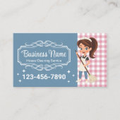 ハウスクリーニングサービスマンガメイドブルー&ピンク 名刺 (正面)