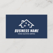ハウスクリーニングサービスミニマリストネイビーブルー 名刺 (正面)