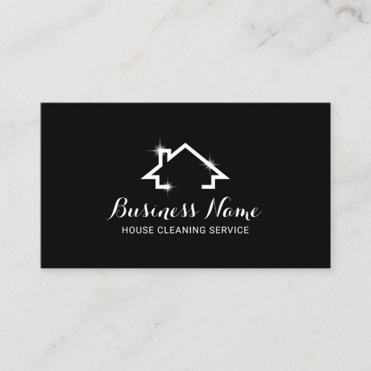 ハウスクリーニングサービスミニマルハウスロゴブラック 名刺 (正面)