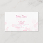 ハウスクリーニングサービスメイドグリッターバブルピンク 名刺 (裏面)