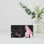 ハウスクリーニングサービスメイドグリッターブラックピンク 名刺 (スタンド正面)