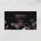 ハウスクリーニングサービスメイドグリッターブラックピンク 名刺 (裏面)