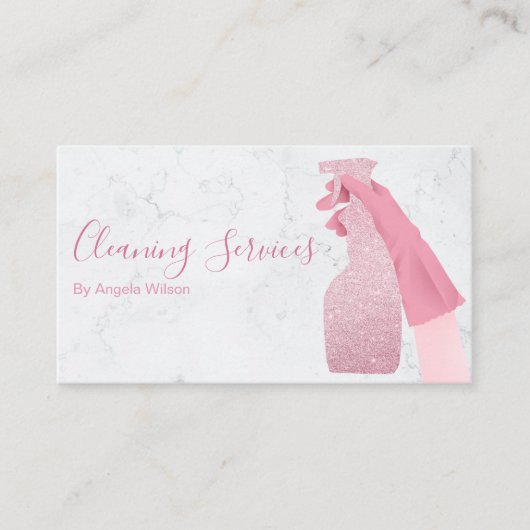 ハウスクリーニングサービスメイドグリッターマーブルシック 名刺 (正面)