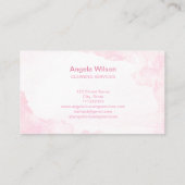 ハウスクリーニングサービスメイドグリッター赤面ピンク 名刺 (裏面)