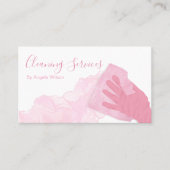 ハウスクリーニングサービスメイドグリッター赤面ピンク 名刺 (正面)