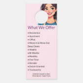 ハウスクリーニングサービスモダンウーマンピンク ドアノブサイン (裏面)