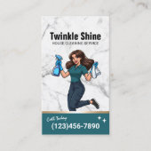 ハウスクリーニングサービスモダンティール(緑がかった色)ハウスキーピング 名刺 (正面)