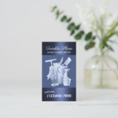 ハウスクリーニングサービスモダンネイビーブルー 名刺 (スタンド正面)
