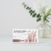 ハウスクリーニングサービスモダンバラ金ゴールド大理石 名刺 (スタンド正面)